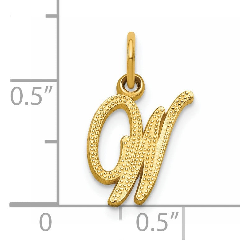 14KY Script Letter W Initial Charm