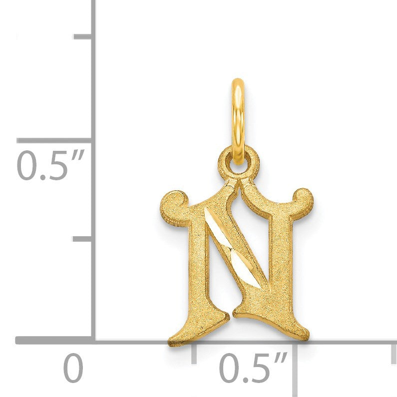 14k Letter N Initial Charm