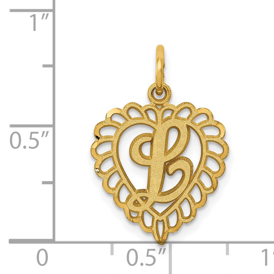 14k Heart Letter L Charm