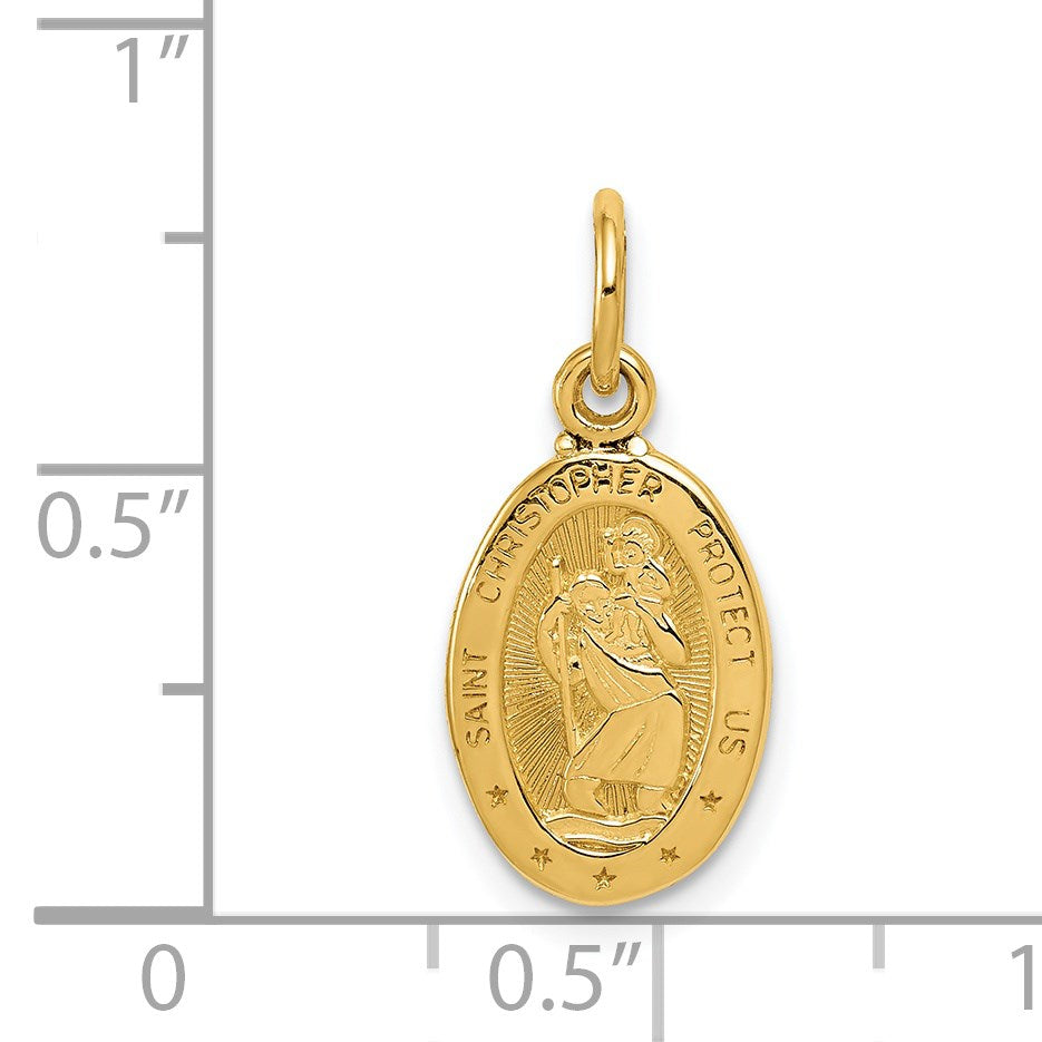 14k Polished Small Saint Christopher Medal Oval Charm