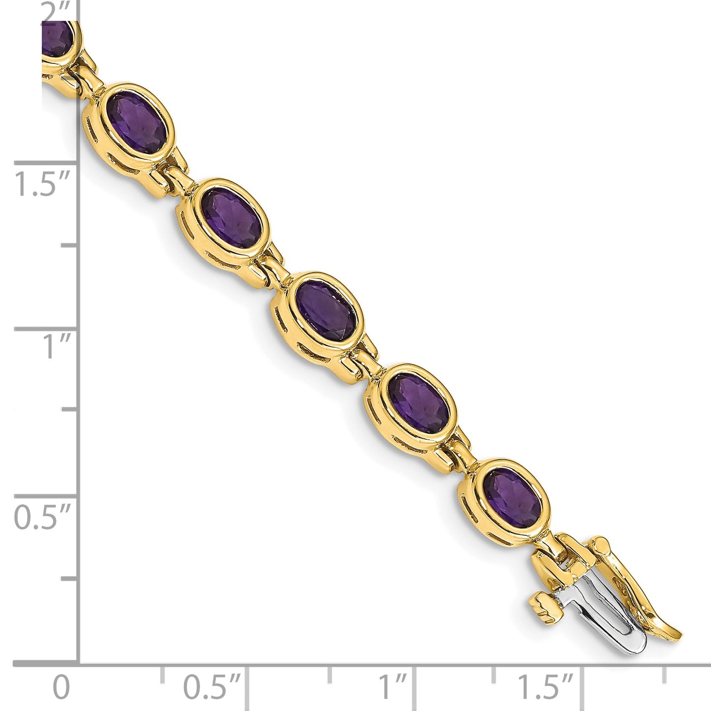 14k Complete Oval Amethyst Bezel-set 7 inch Bracelet