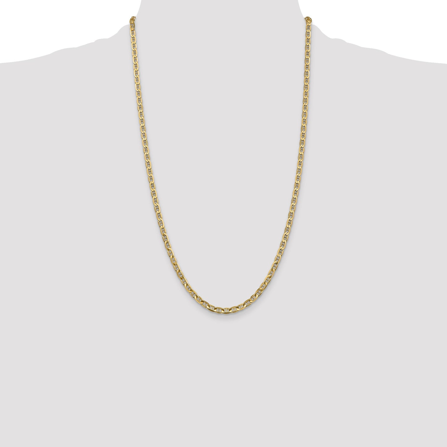 14K 26 inch 3.75mm Concave Anchor with Lobster Clasp Chain