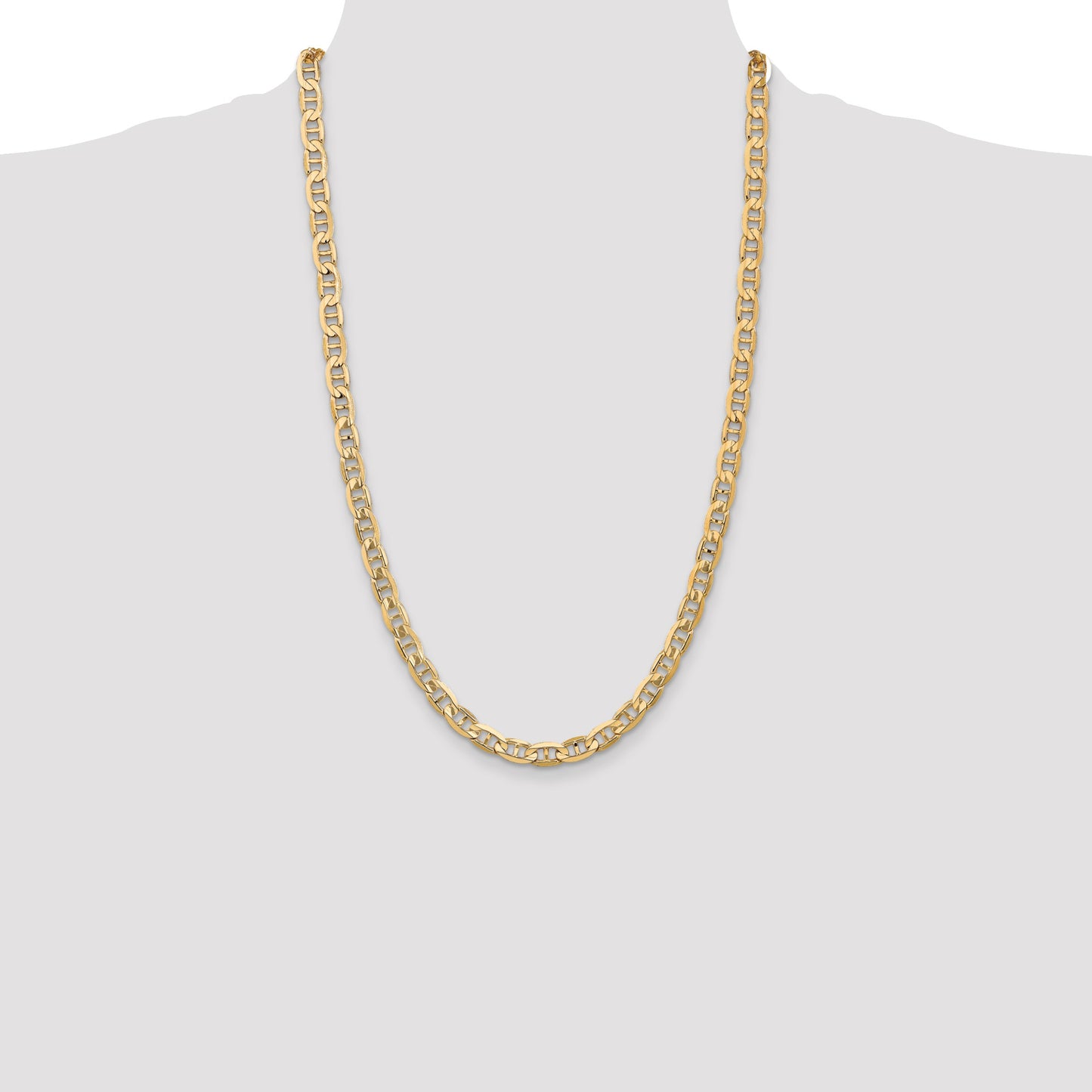 14K 26 inch 6.25mm Concave Anchor with Lobster Clasp Chain