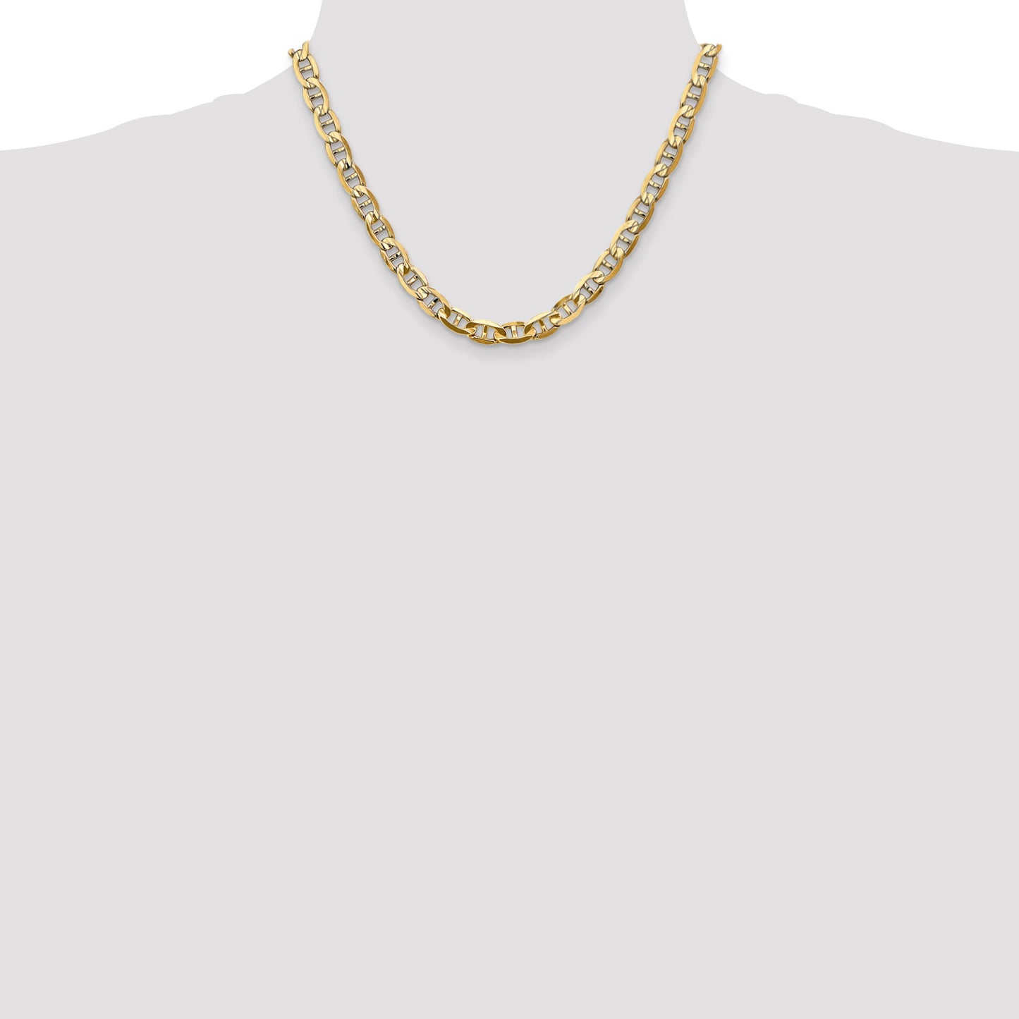 14K 18 inch 7mm Concave Anchor with Lobster Clasp Chain