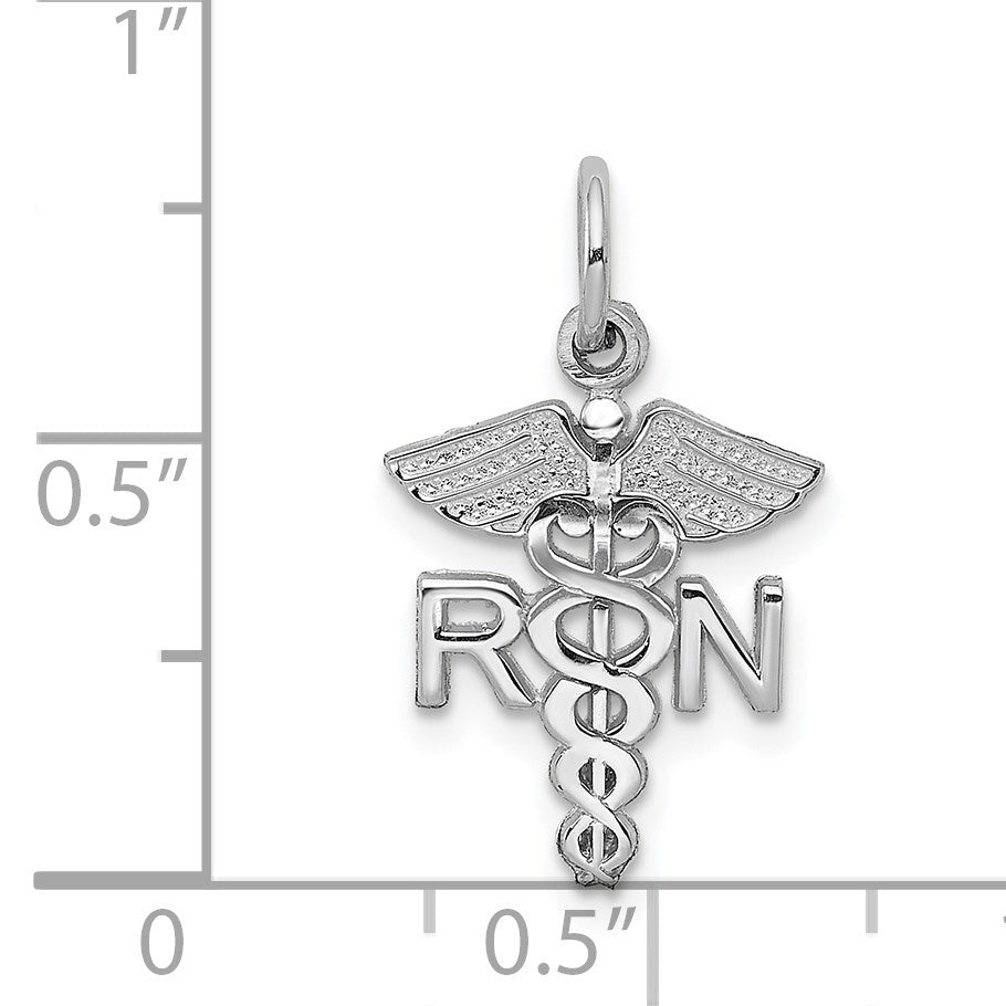 14k White Gold RN Registered Nurse Charm