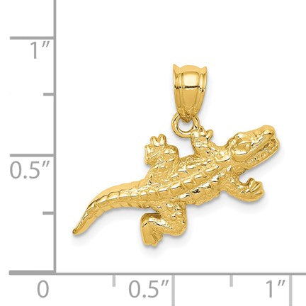 14k Solid Polished Open-Backed Crocodile Pendant