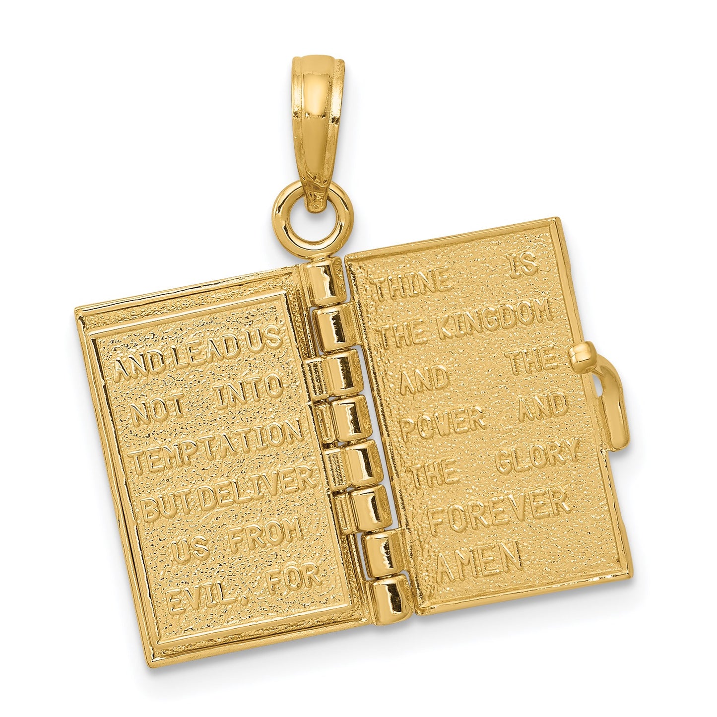 14K 3-D Bible with Lord's Prayer and Moveable Pages Pendant