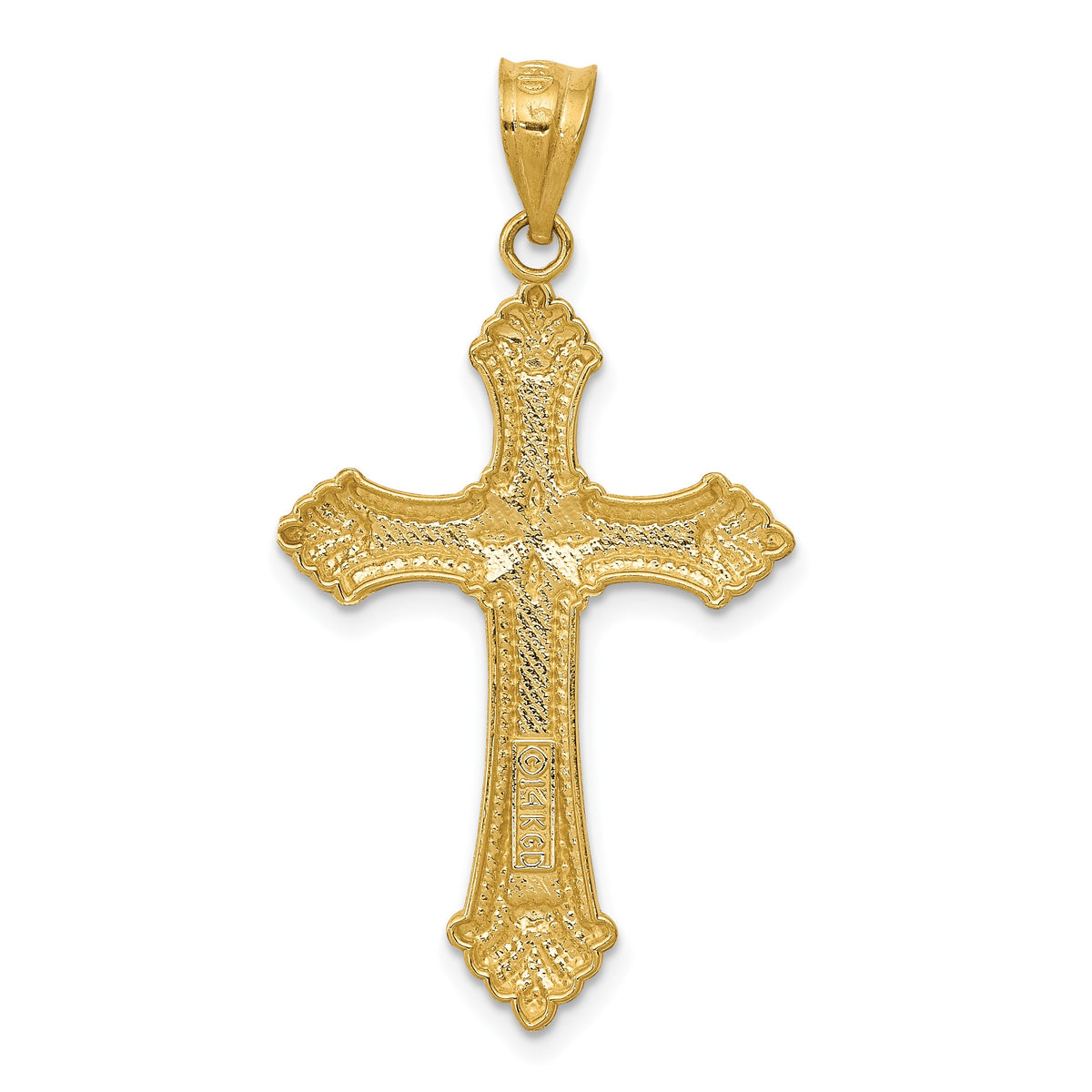 14k Polished Fleur de Lis Cross Pendant