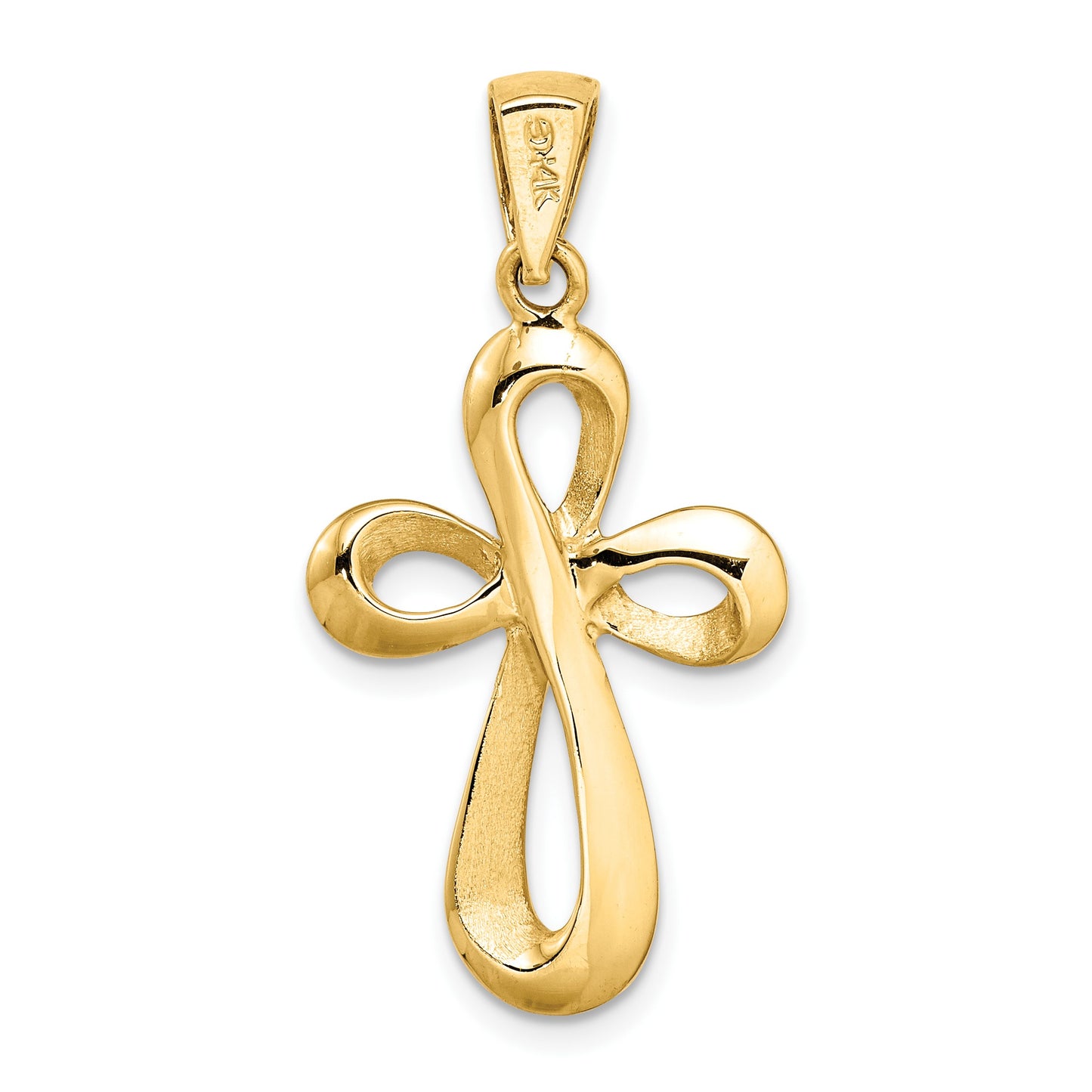 14k Polished Ribbon Cross Charm