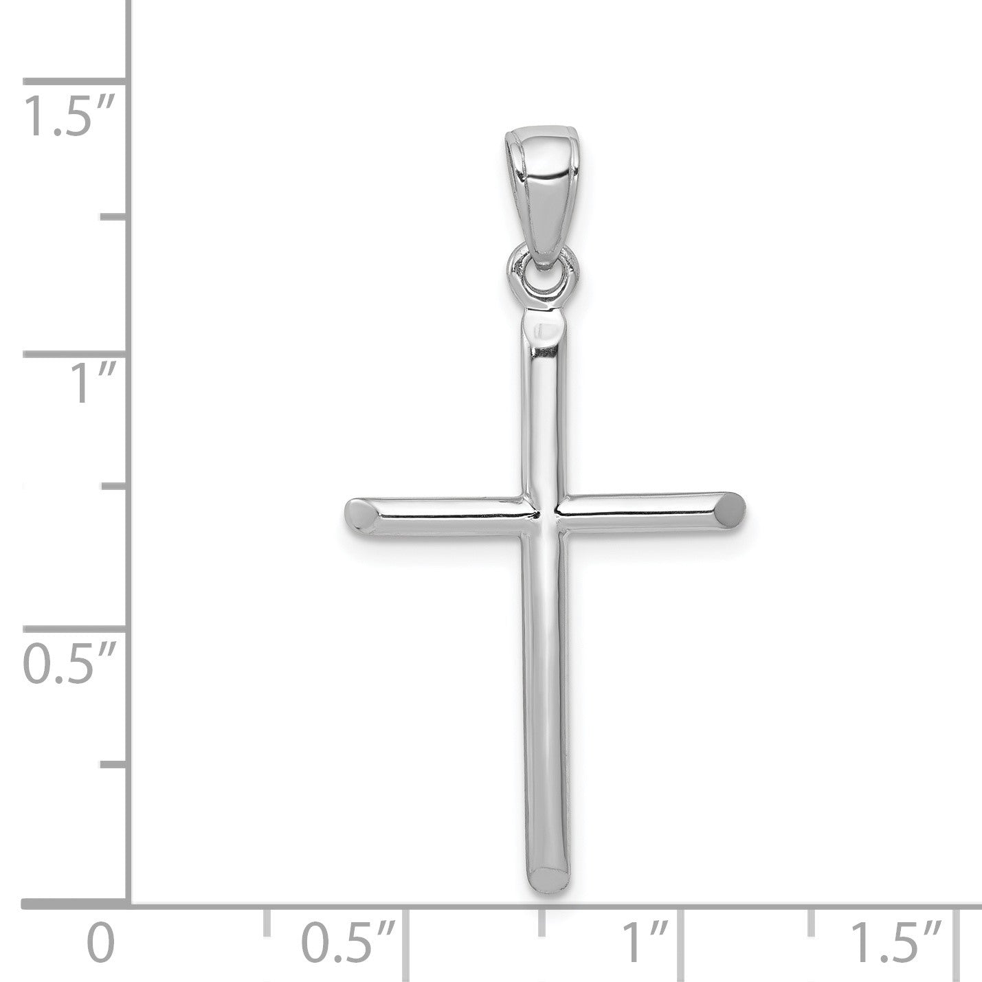 14k White Gold Polished Tube Cross Pendant