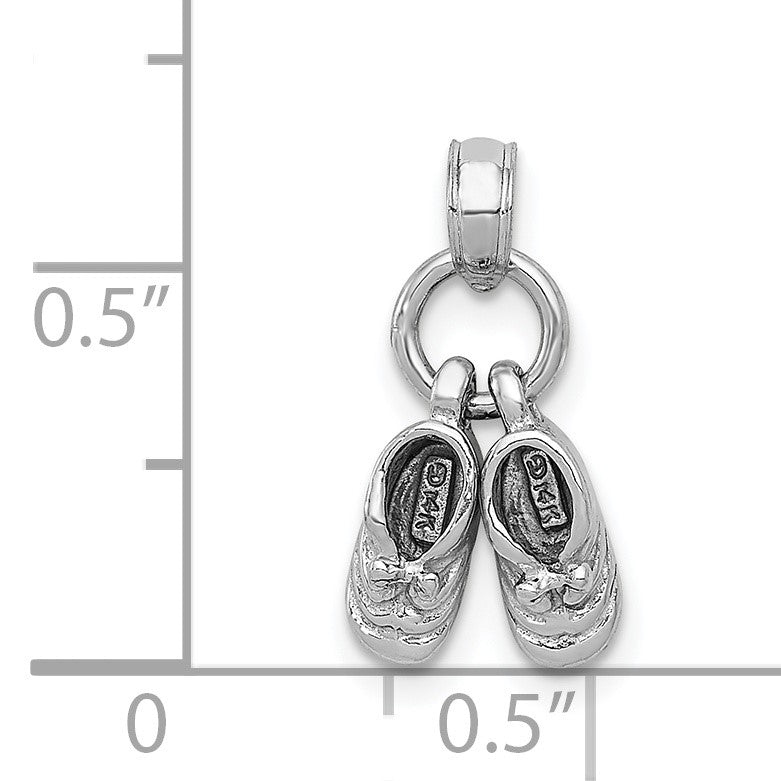 14k White Gold 3-D Moveable Baby Shoes Charm
