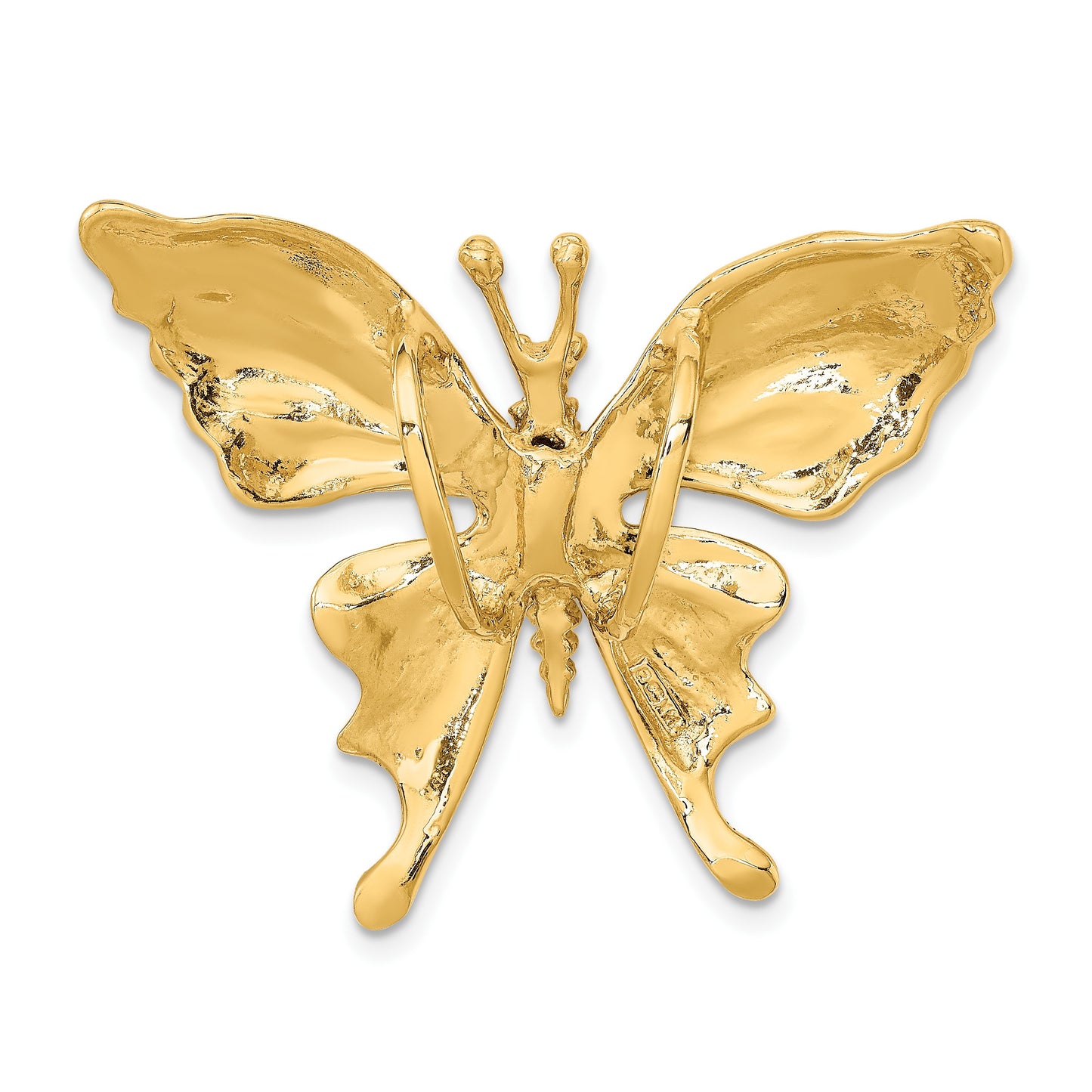 14k Polished and Beaded Butterfly Omega Slide
