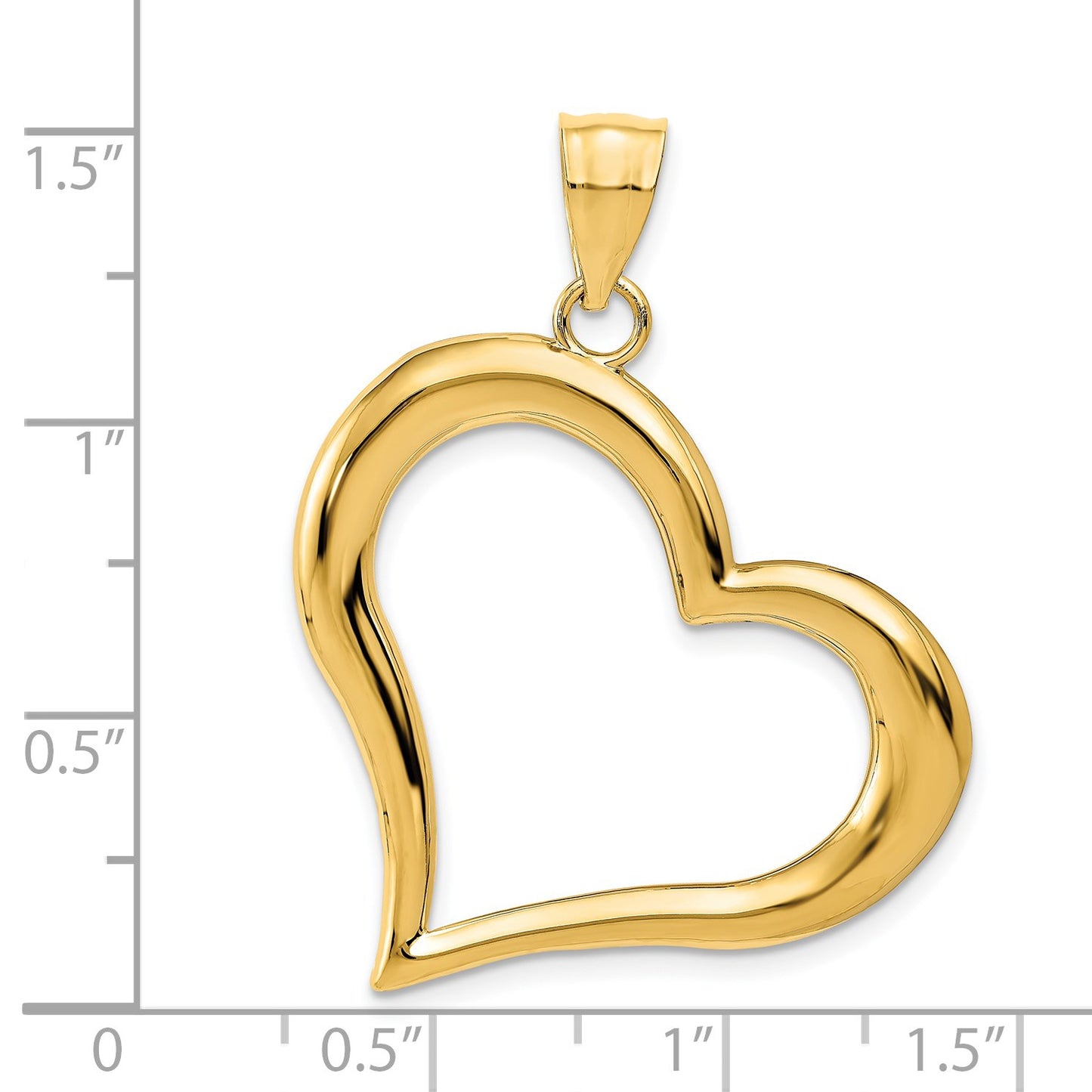 14K Polished Open Dangling Heart Pendant