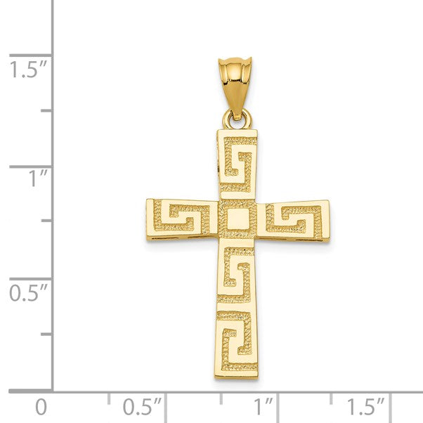 14K Greek Key Cross Pendant