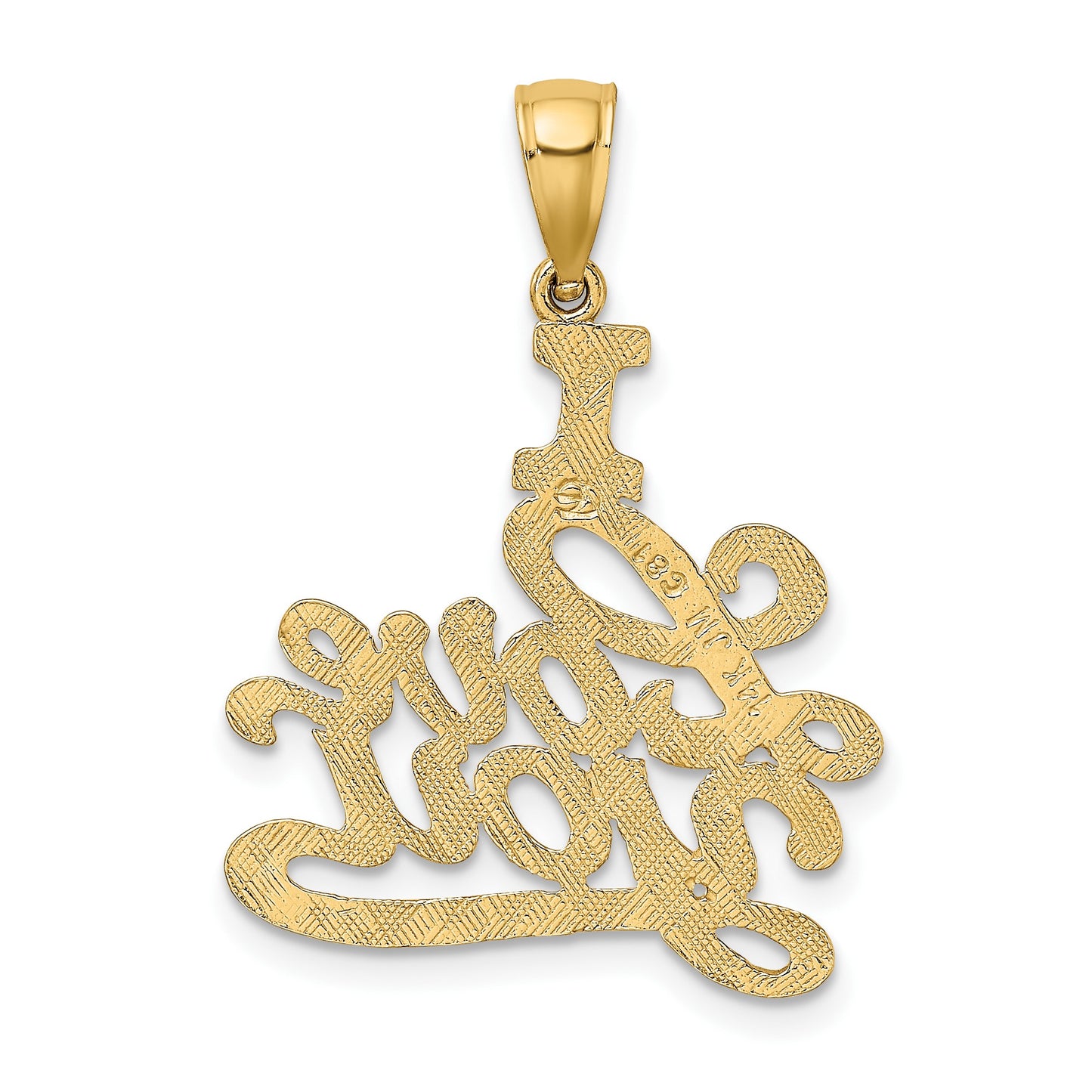 14K Textured I LOVE YOU Script Charm