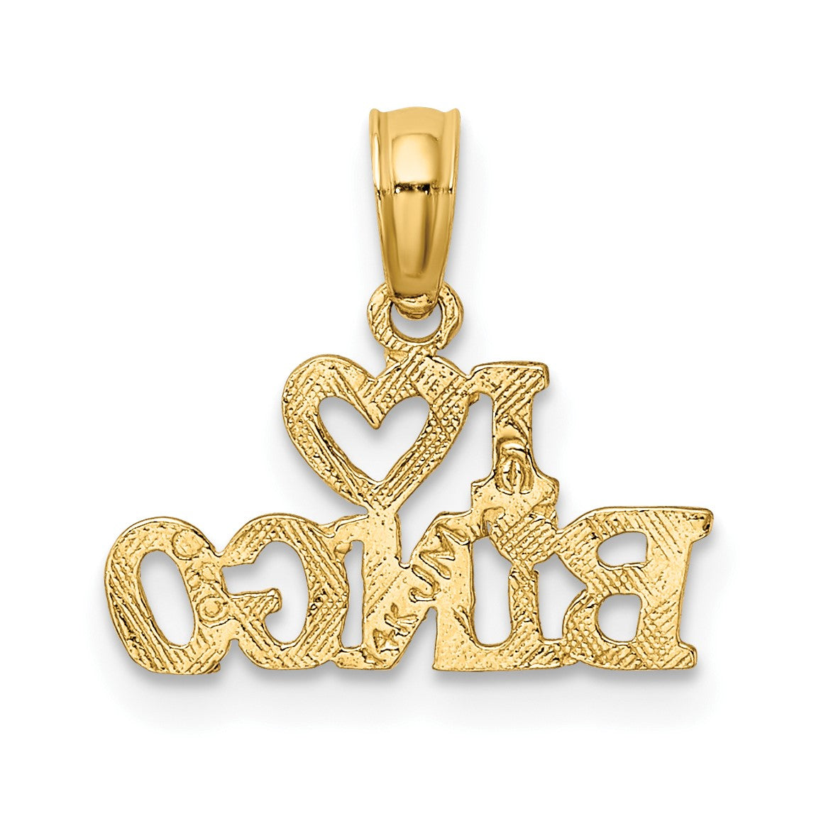 14K Polished/Textured I HEART BINGO Charm