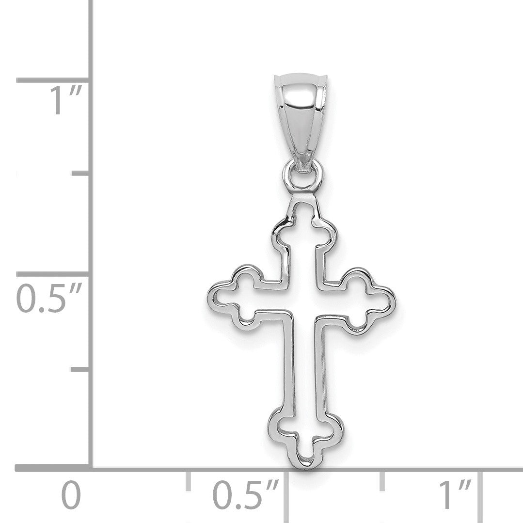 14K White Gold Polished Budded Cross Pendant