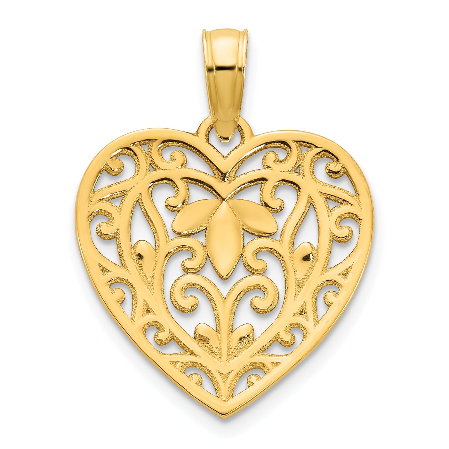 14k Fancy Filigree Heart Pendant