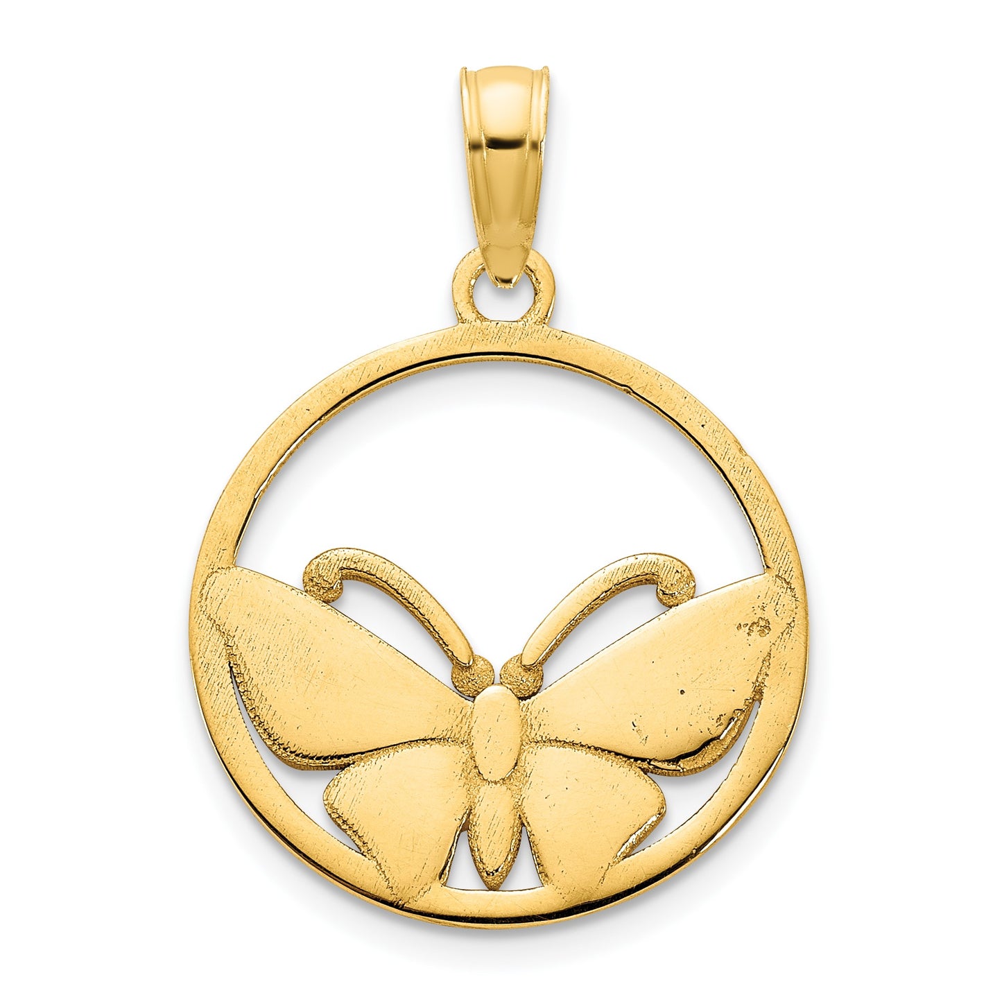 14k Pink Epoxy Butterfly Pendant