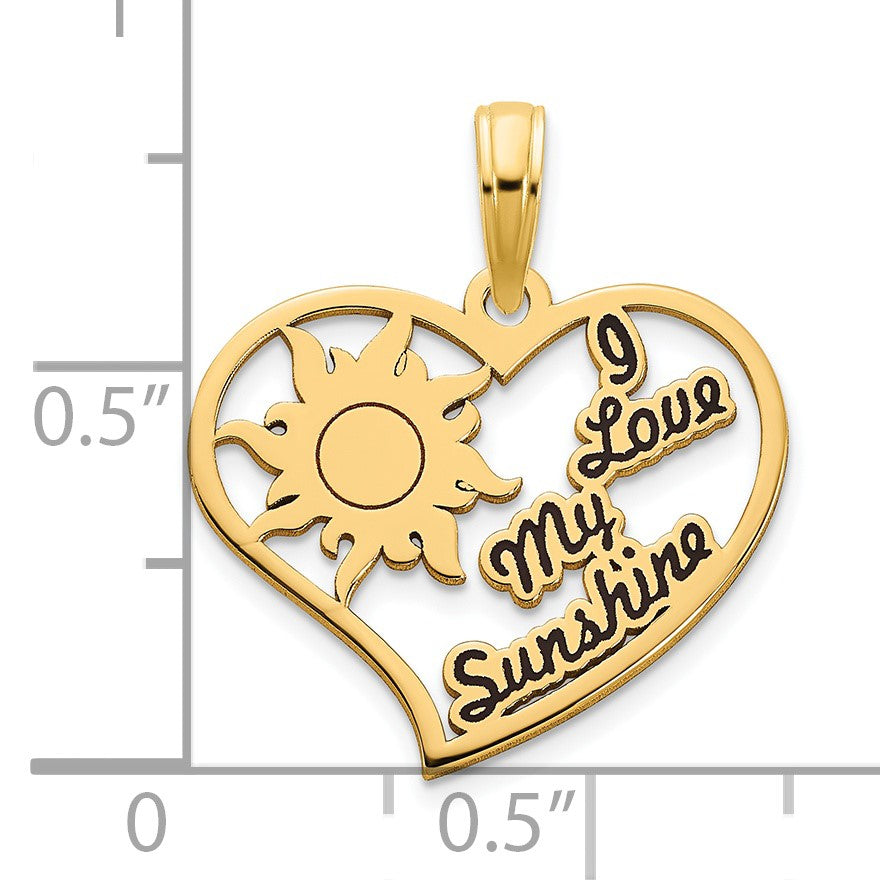 14k Epoxy I LOVE MY SUNSHINE Heart Pendant