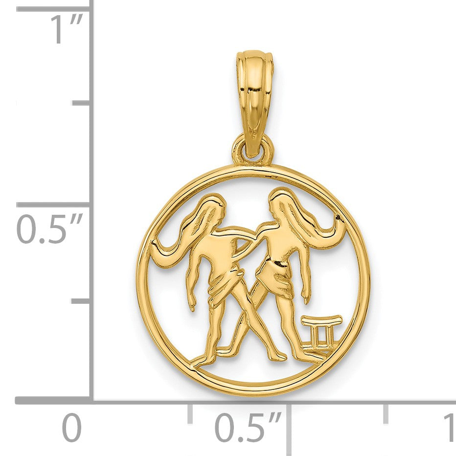 14K Polished Round Gemini Pendant