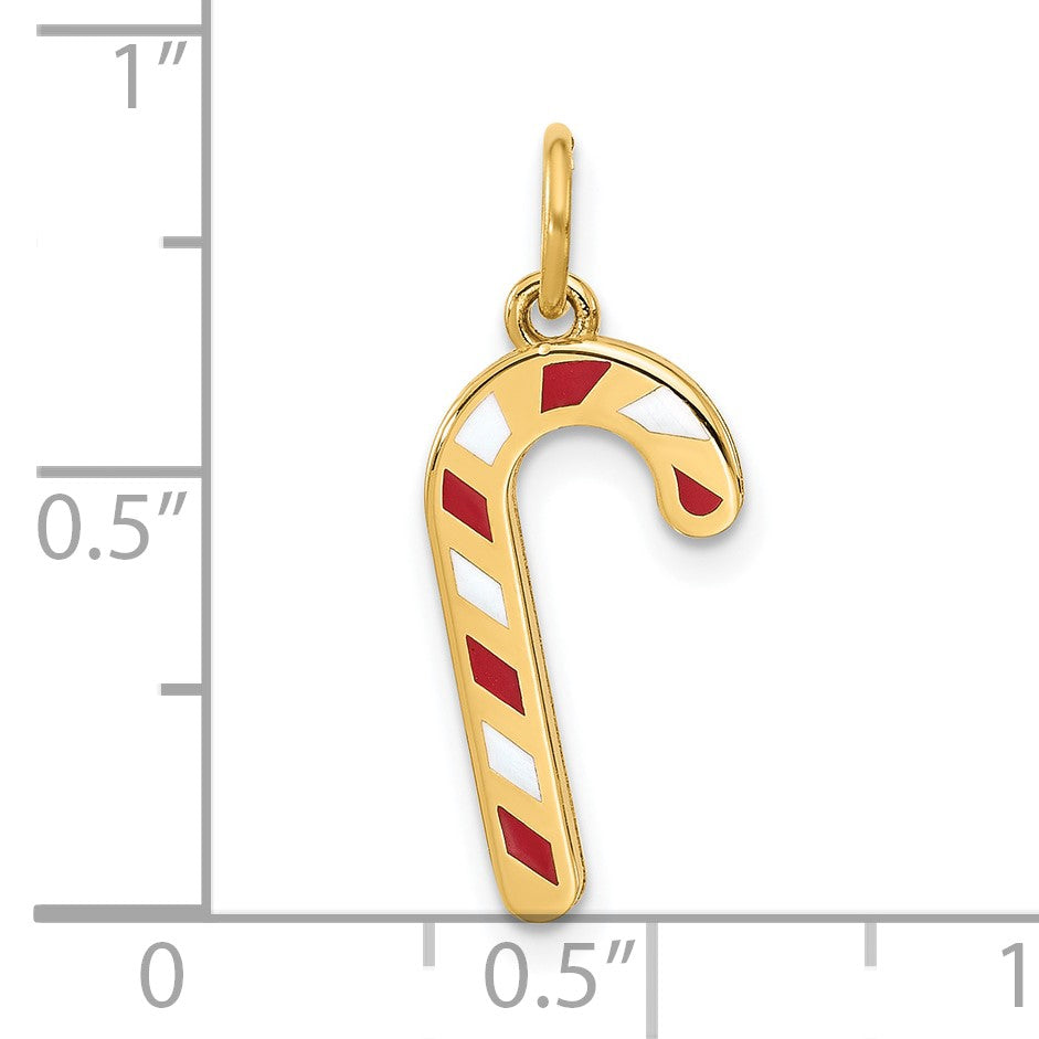 14k Enameled Candy Cane Charm