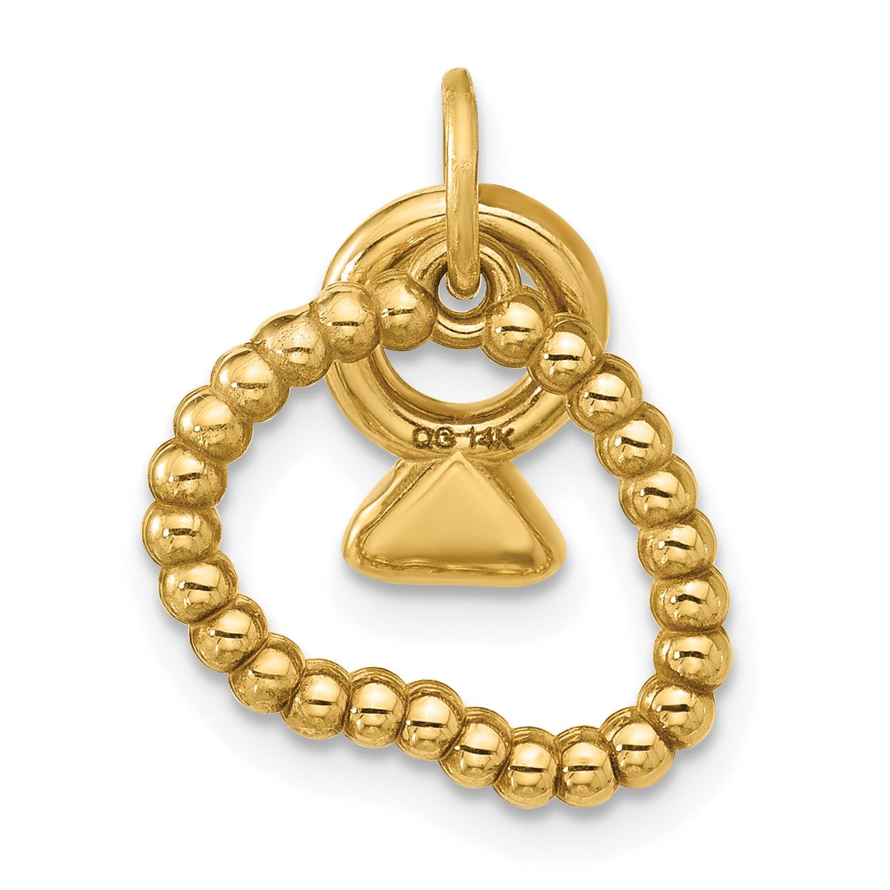 14k Beaded Necklace and Mini Enameled Ring Charm