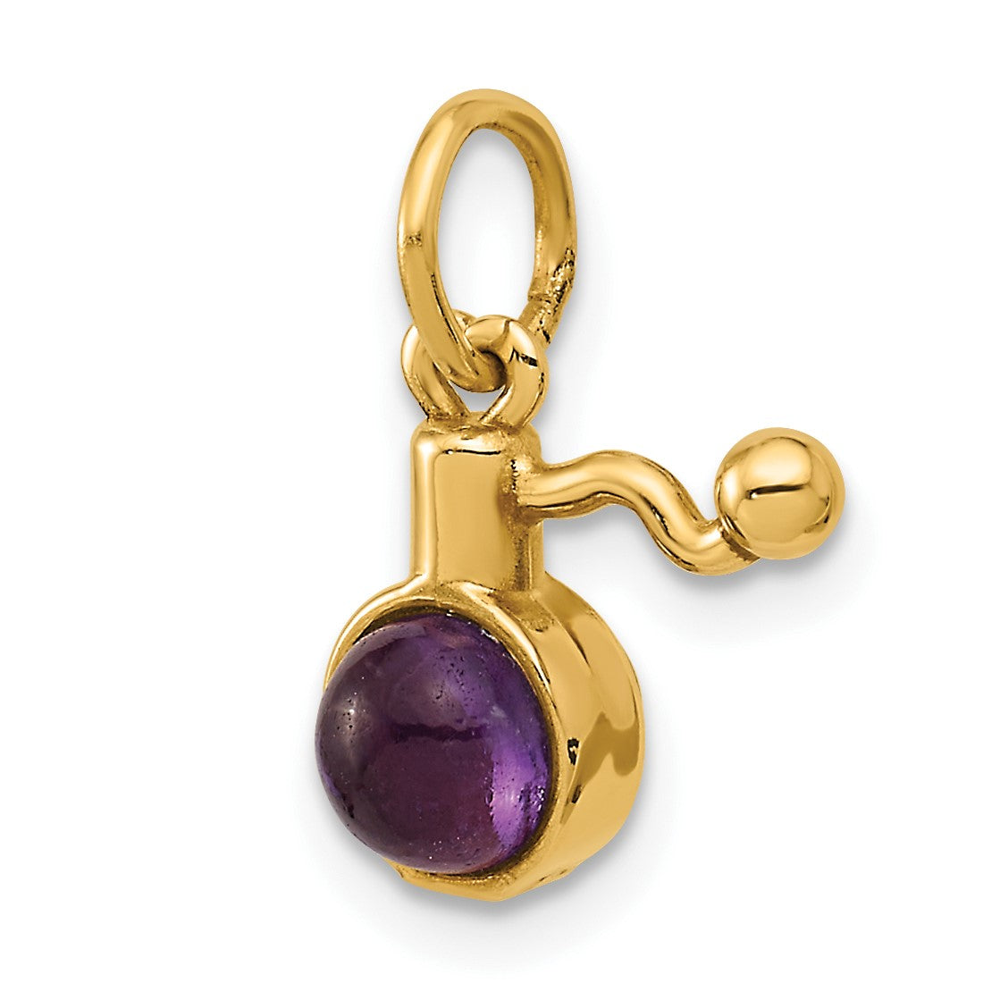14k Fancy Amethyst Cabochon Perfume Bottle Charm