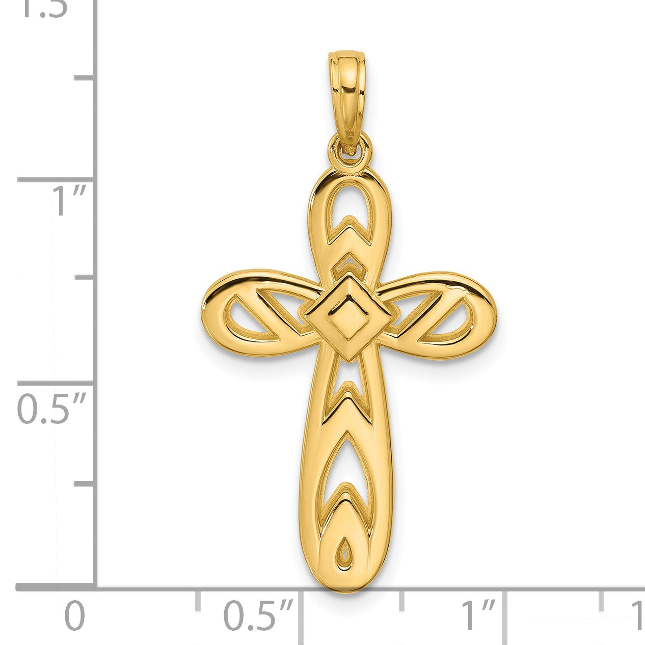 14K Polished Rounded Cross Pendant