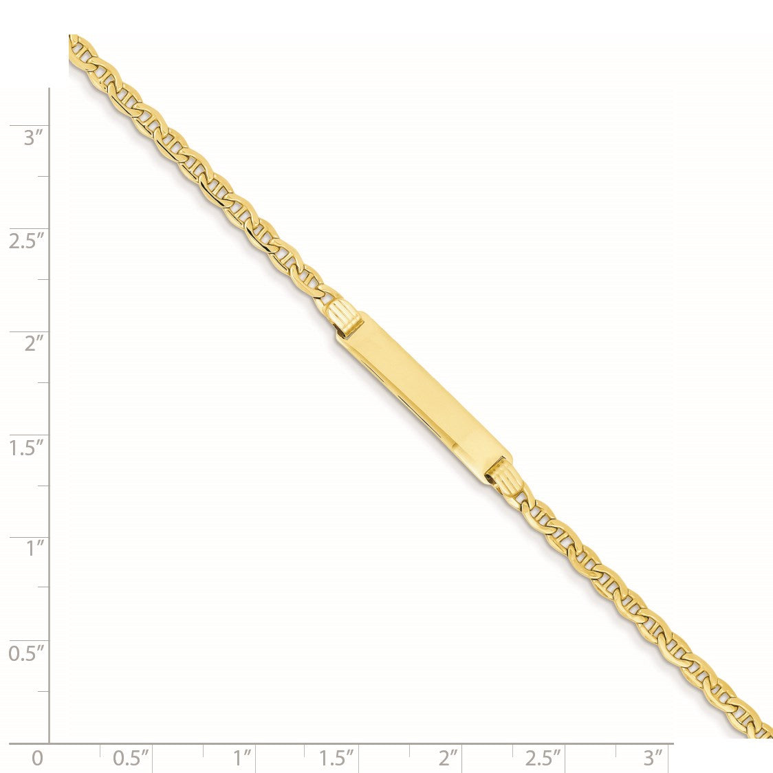 14k Polished Semi-Solid Chain/Solid Plate Anchor Link 25.5x5mm Plate 7 inch ID Bracelet