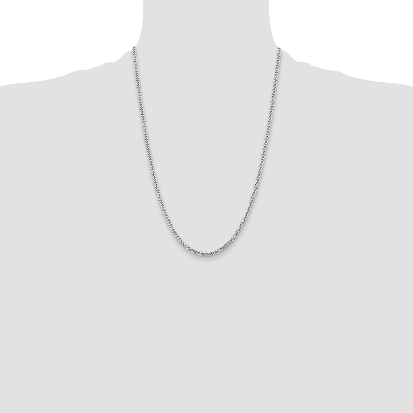 14k White Gold 3.5mm Solid Miami Cuban Chain