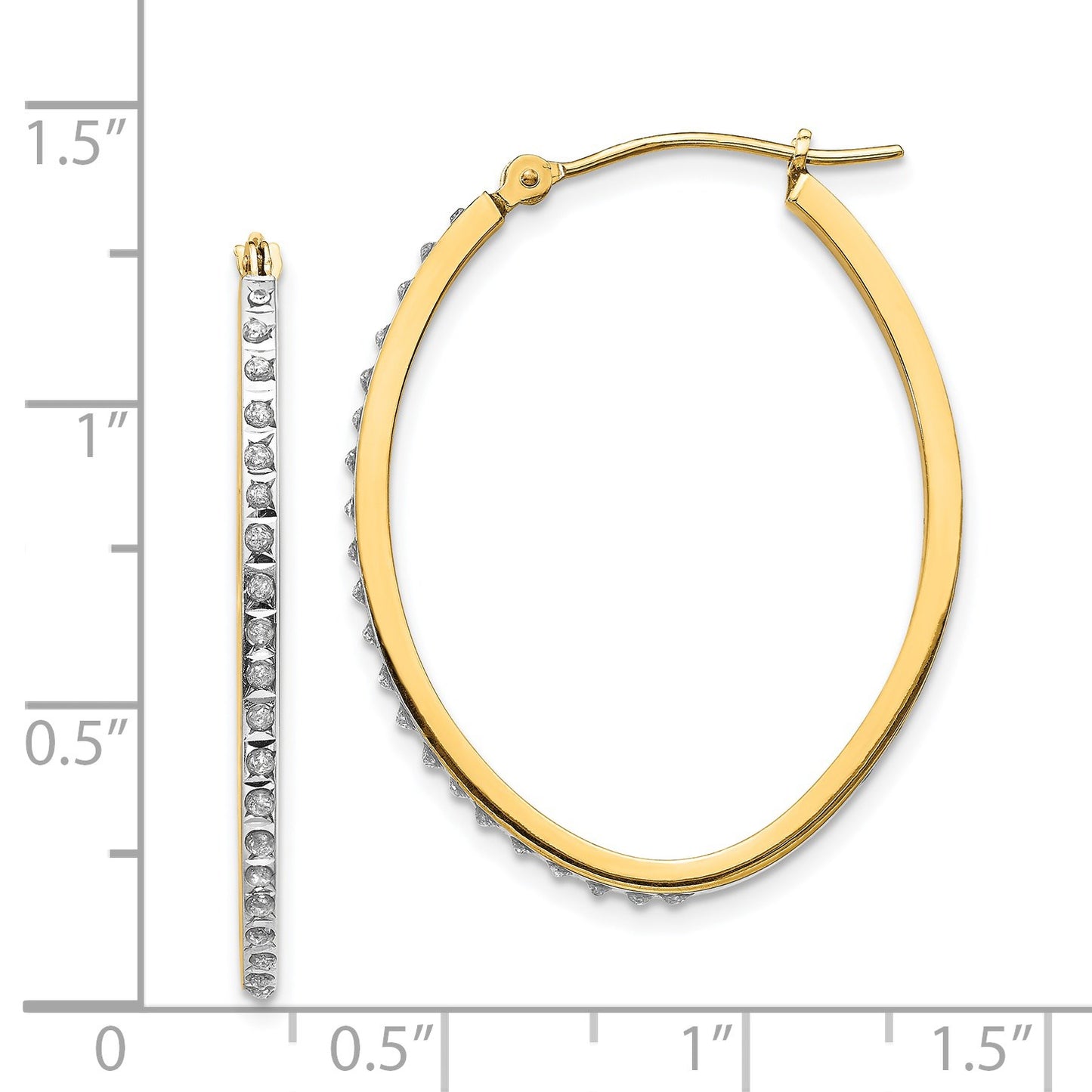 14k Diamond Fascination Diamond Dust/Accent 2x31mm Oval Hoop Earrings
