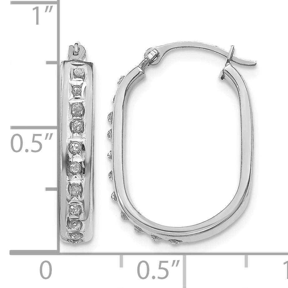 14k White Gold Diamond Fascination Diamond Dust/Accent 3x21mm Oval Hoop Earrings