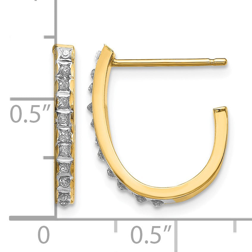14k Diamond Fascination Diamond Dust/Accent J-Hoop Post Earrings