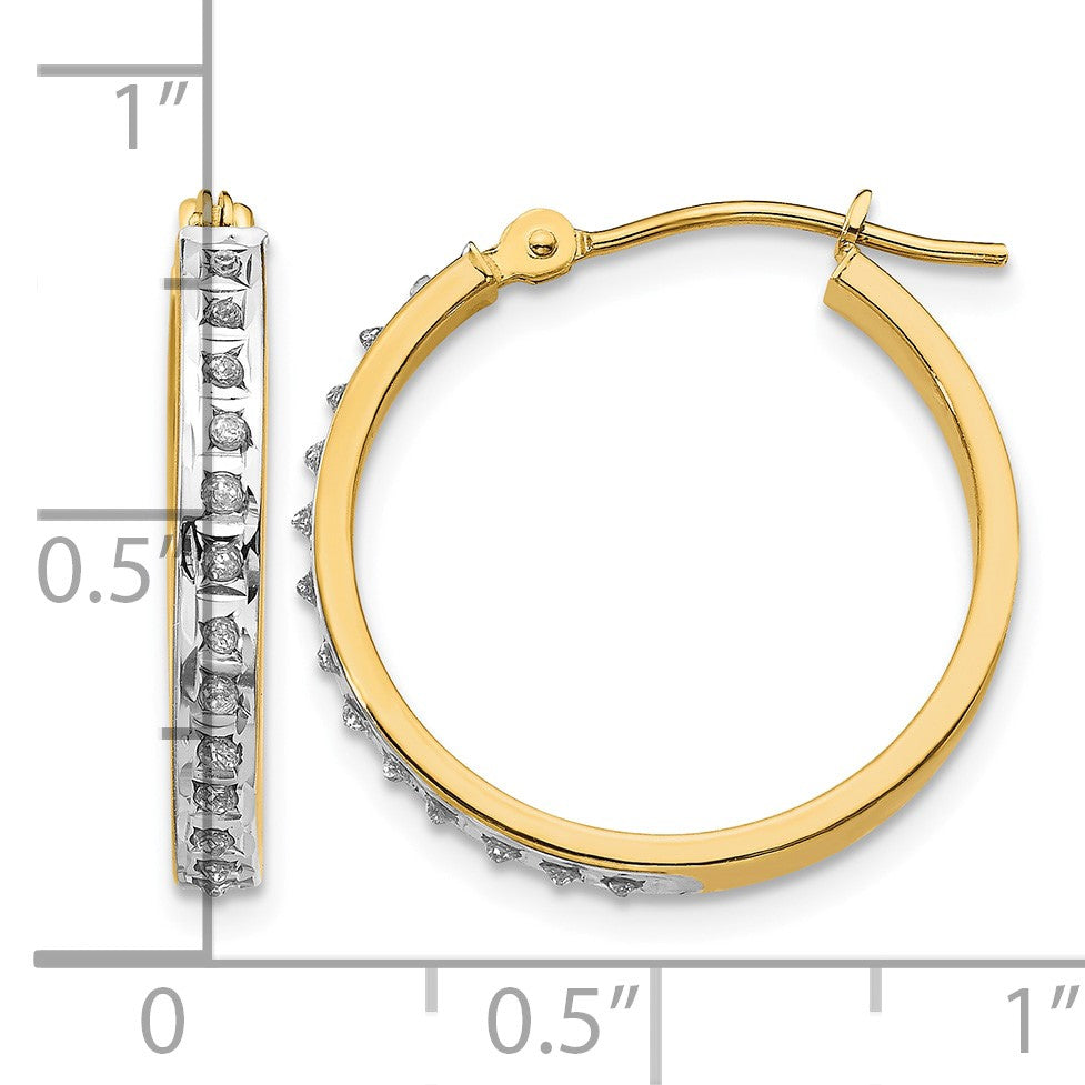 14k Diamond Fascination Diamond Dust/Accent 3x21mm Round Hinged Hoop Earrings