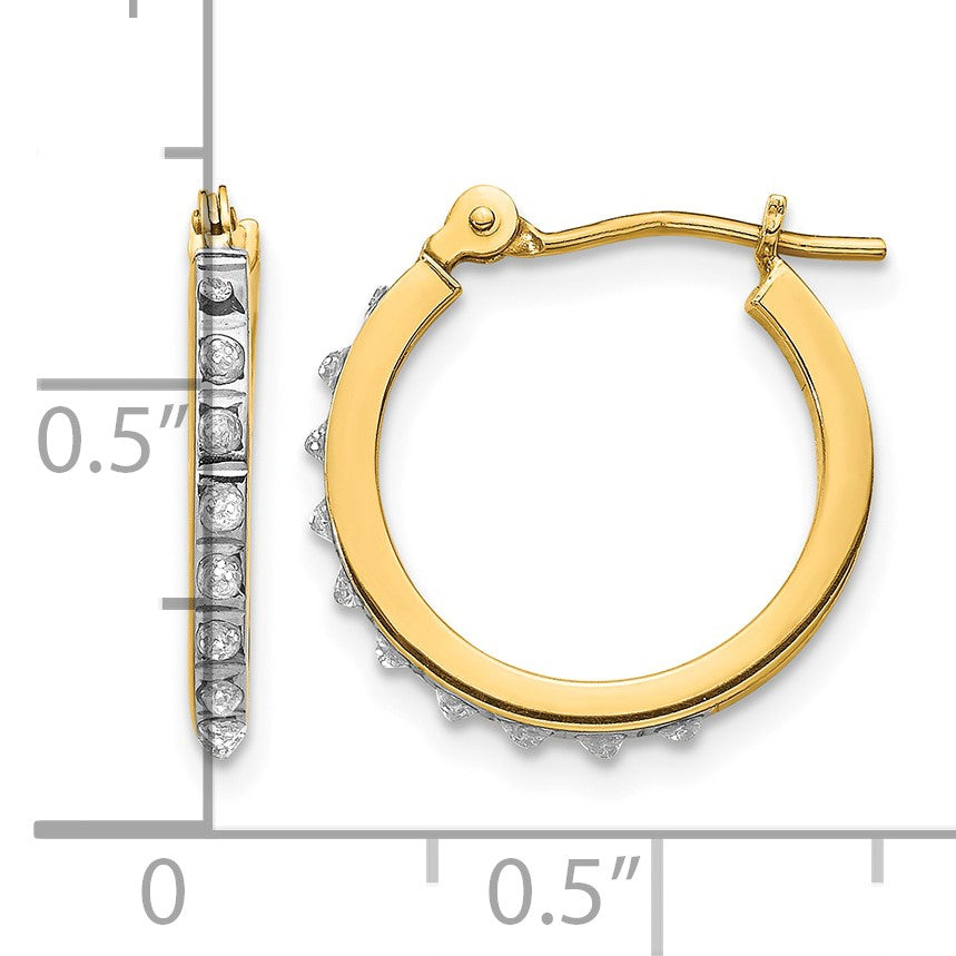 14k Diamond Fascination Diamond Dust/Accent 1x15mm Round Hoop Earrings