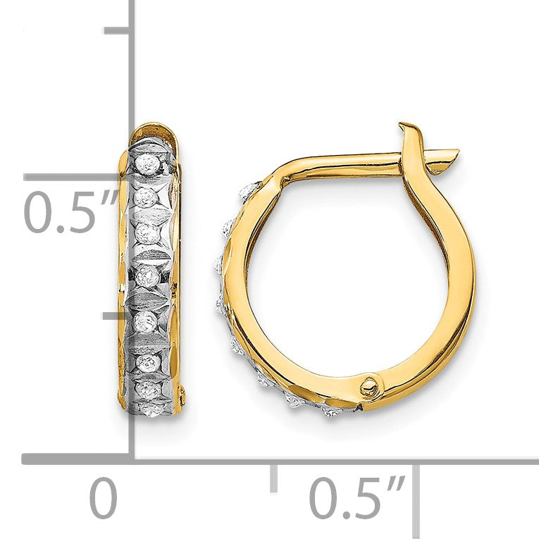 14k Diamond Fascination Diamond Dust/Accent 2x13mm Round Hinged Hoop Earrings