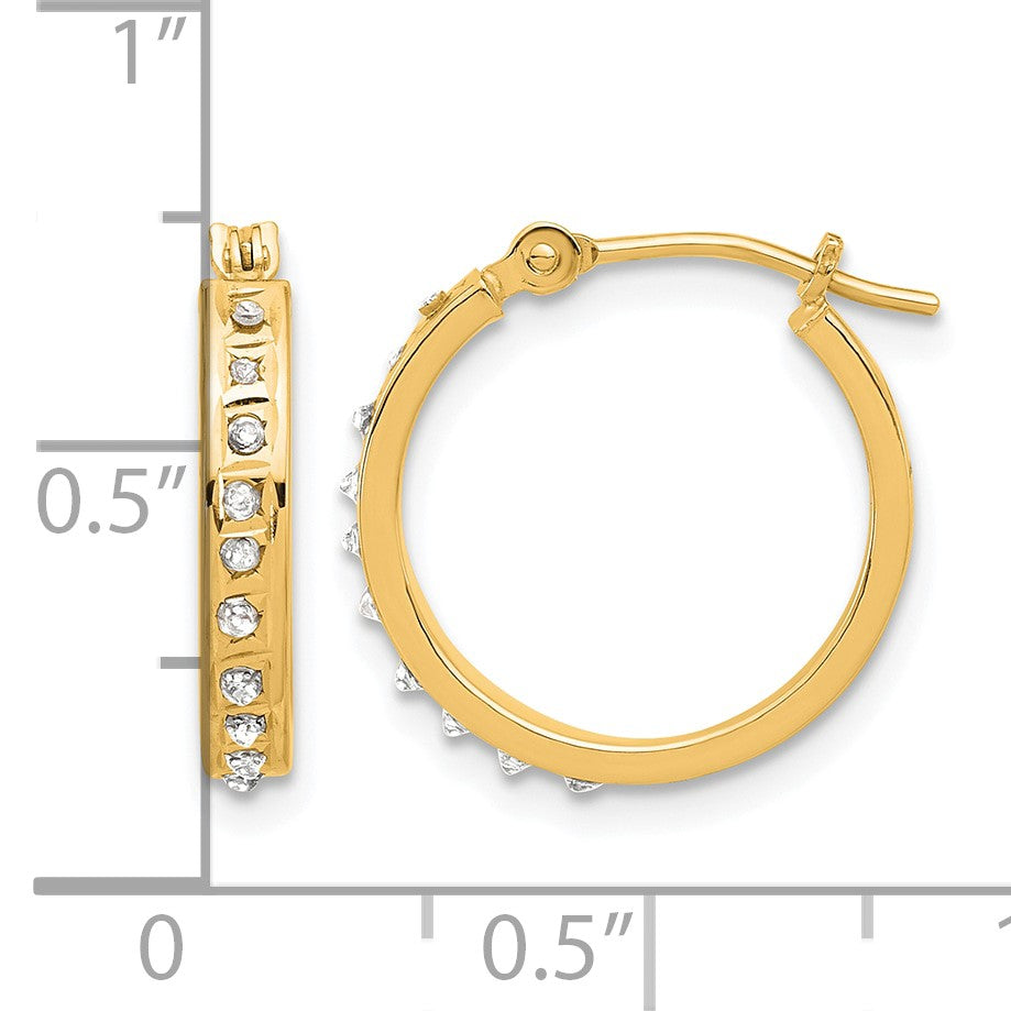 14k Diamond Fascination Diamond Dust/Accent 2.5x16mm Round Hoop Earrings
