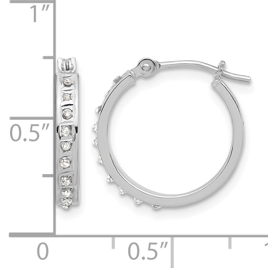 14k White Gold Diamond Fascination Diamond Dust/Accent 2.5x16mm Round Hoop Earrings