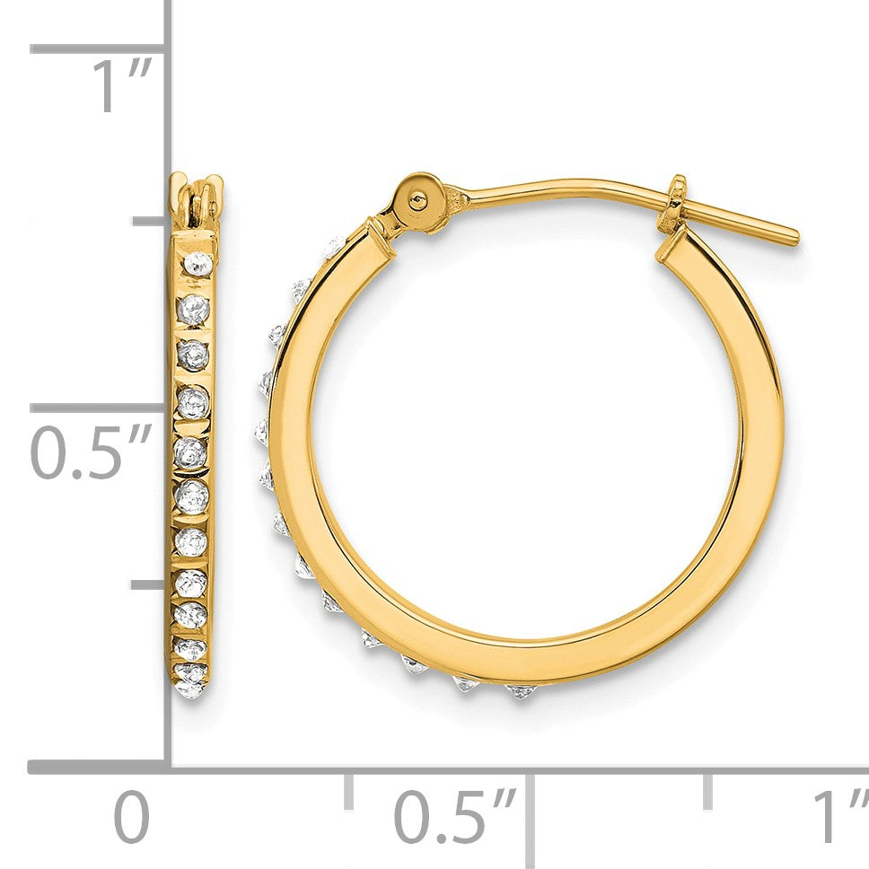 14k Diamond Fascination Diamond Dust/Accent 1x17.5mm Round Hoop Earrings