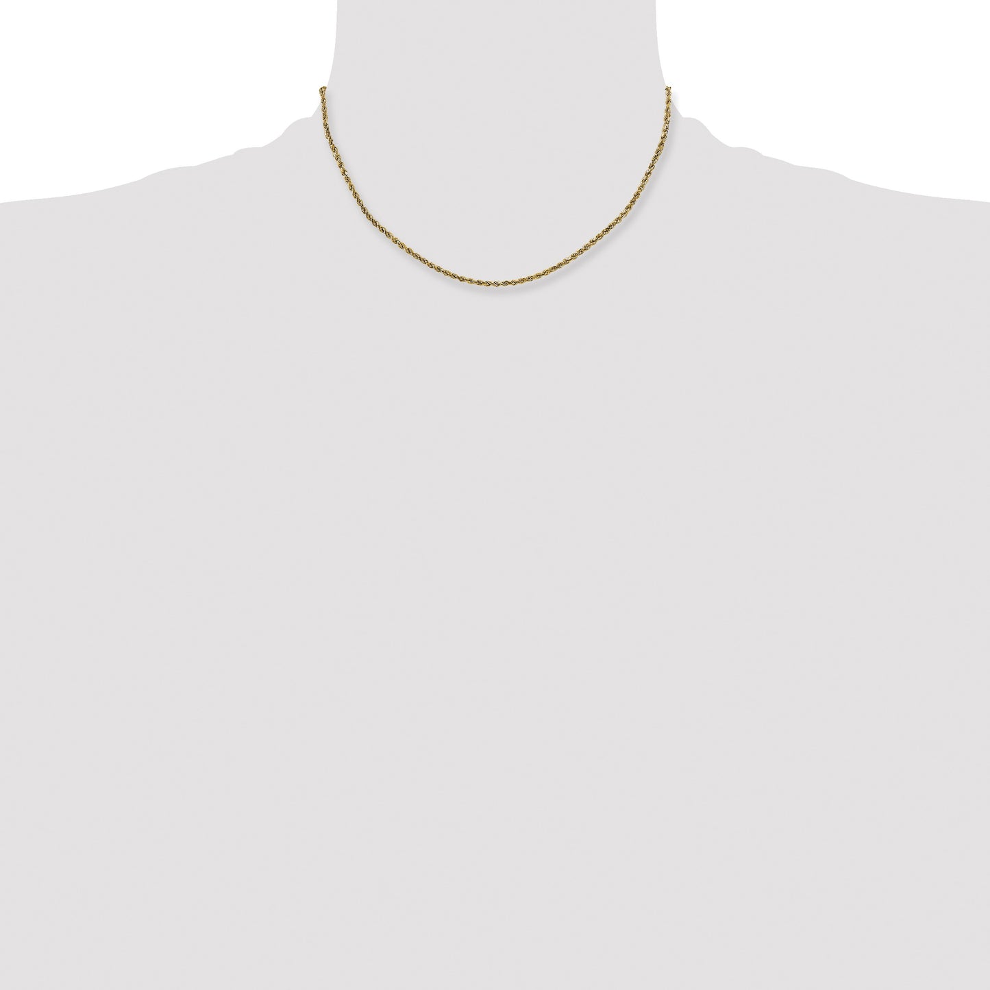 14K 16 inch 2.25mm Semi Solid Diamond-cut Rope with Lobster Clasp Chain
