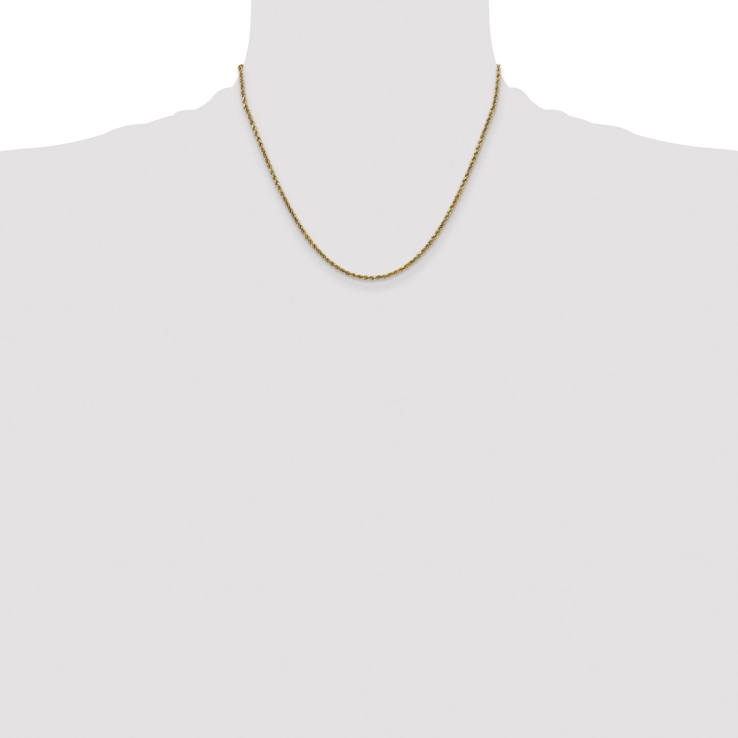 14K 18 inch 2.25mm Semi Solid Diamond-cut Rope with Lobster Clasp Chain