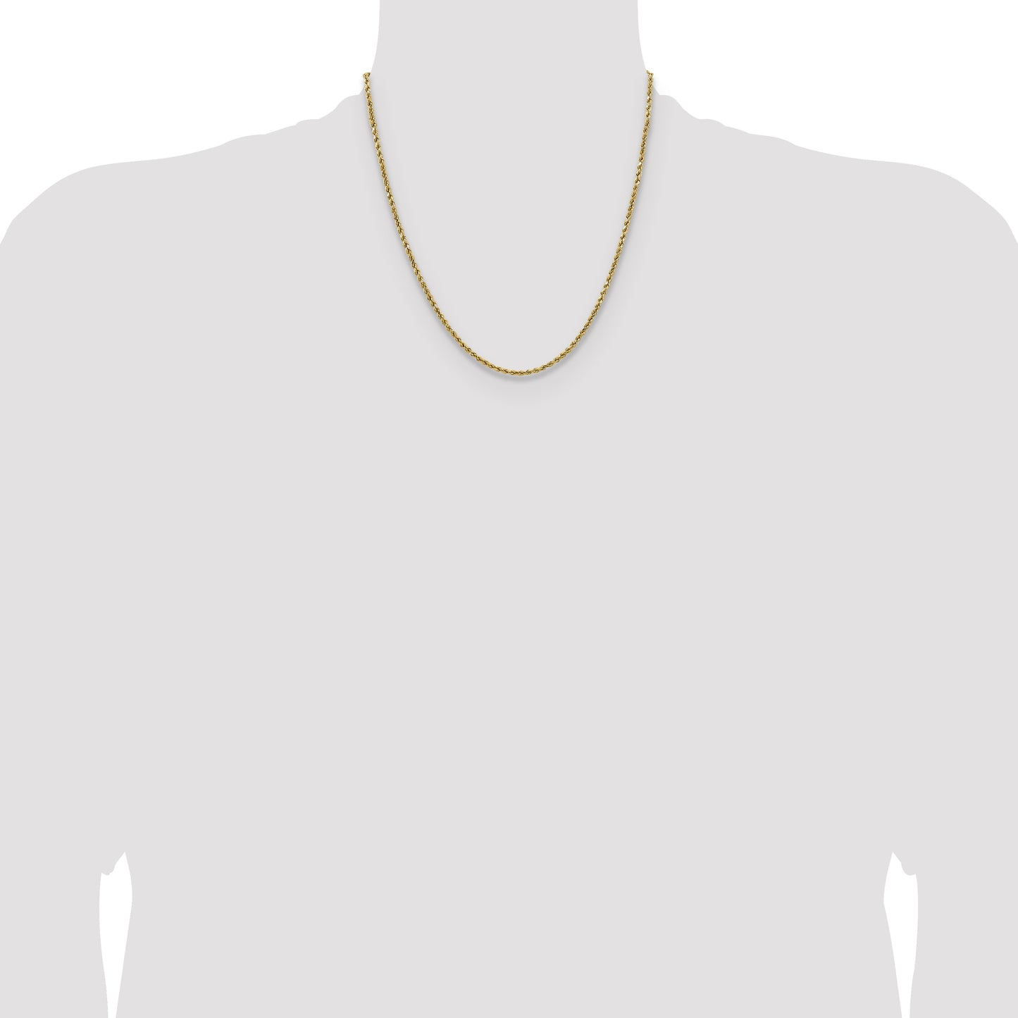14K 20 inch 2.5mm Semi Solid Diamond-cut Rope with Lobster Clasp Chain