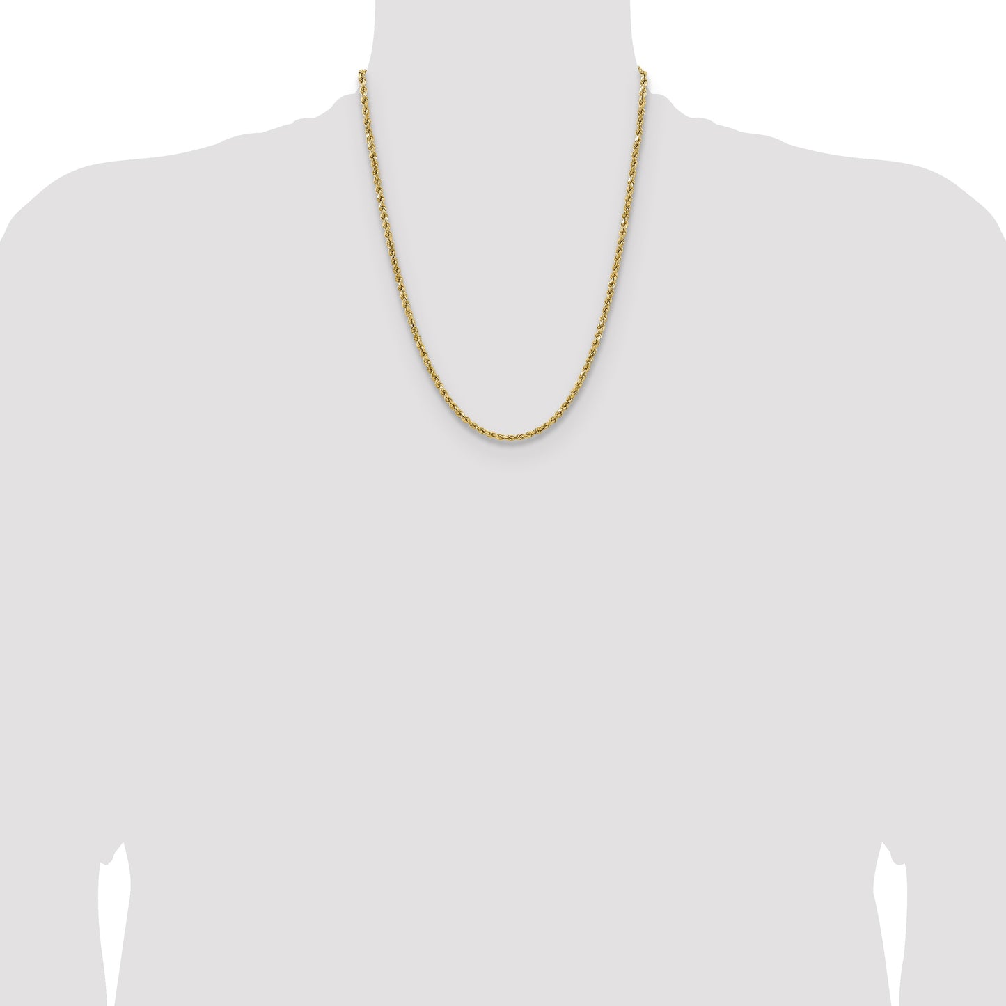 14K 22 inch 3.5mm Semi Solid Diamond-cut Rope with Lobster Clasp Chain