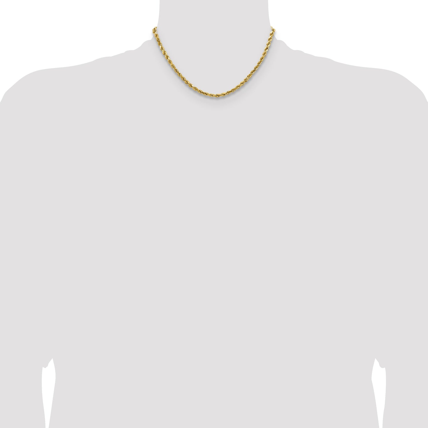 14K 16 inch 4mm Semi Solid Diamond-cut Rope with Lobster Clasp Chain