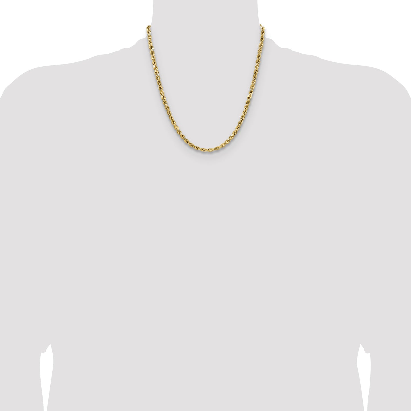 14K 20 inch 4.9mm Semi Solid Diamond-cut Rope with Lobster Clasp Chain