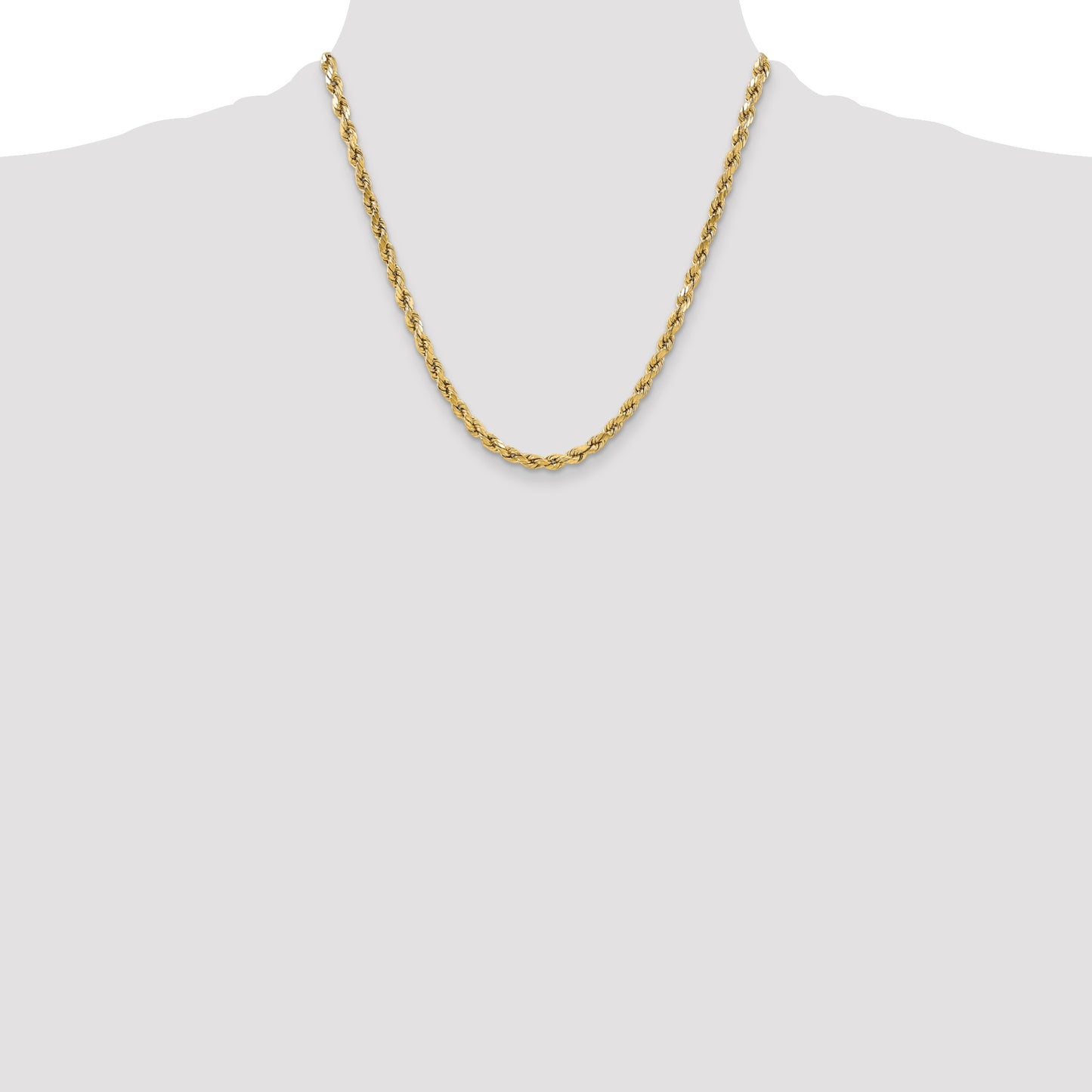 14K 20 inch 5.5mm Semi Solid Diamond-cut Rope with Lobster Clasp Chain