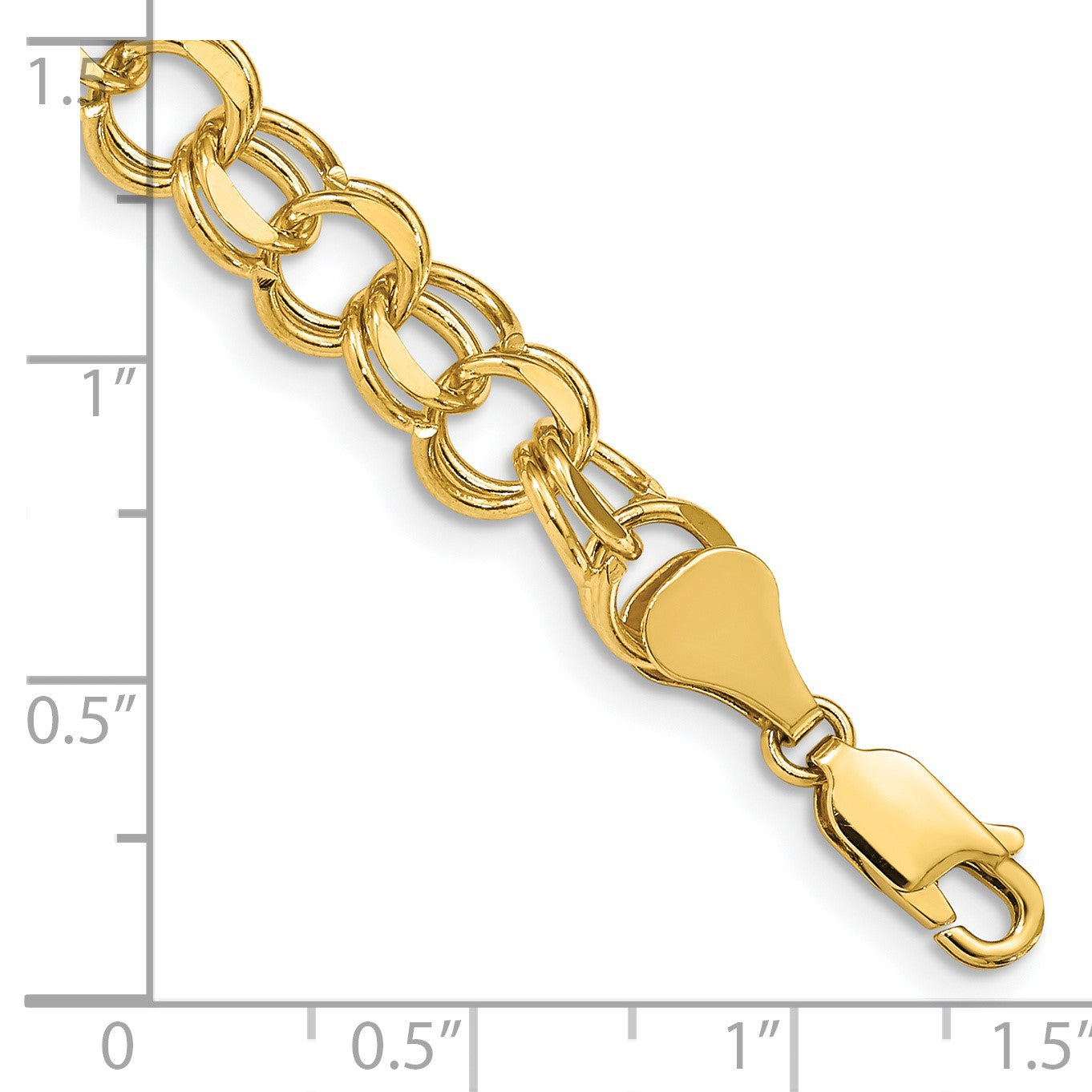 14k 8mm Solid Double Link 7 inch Charm Bracelet
