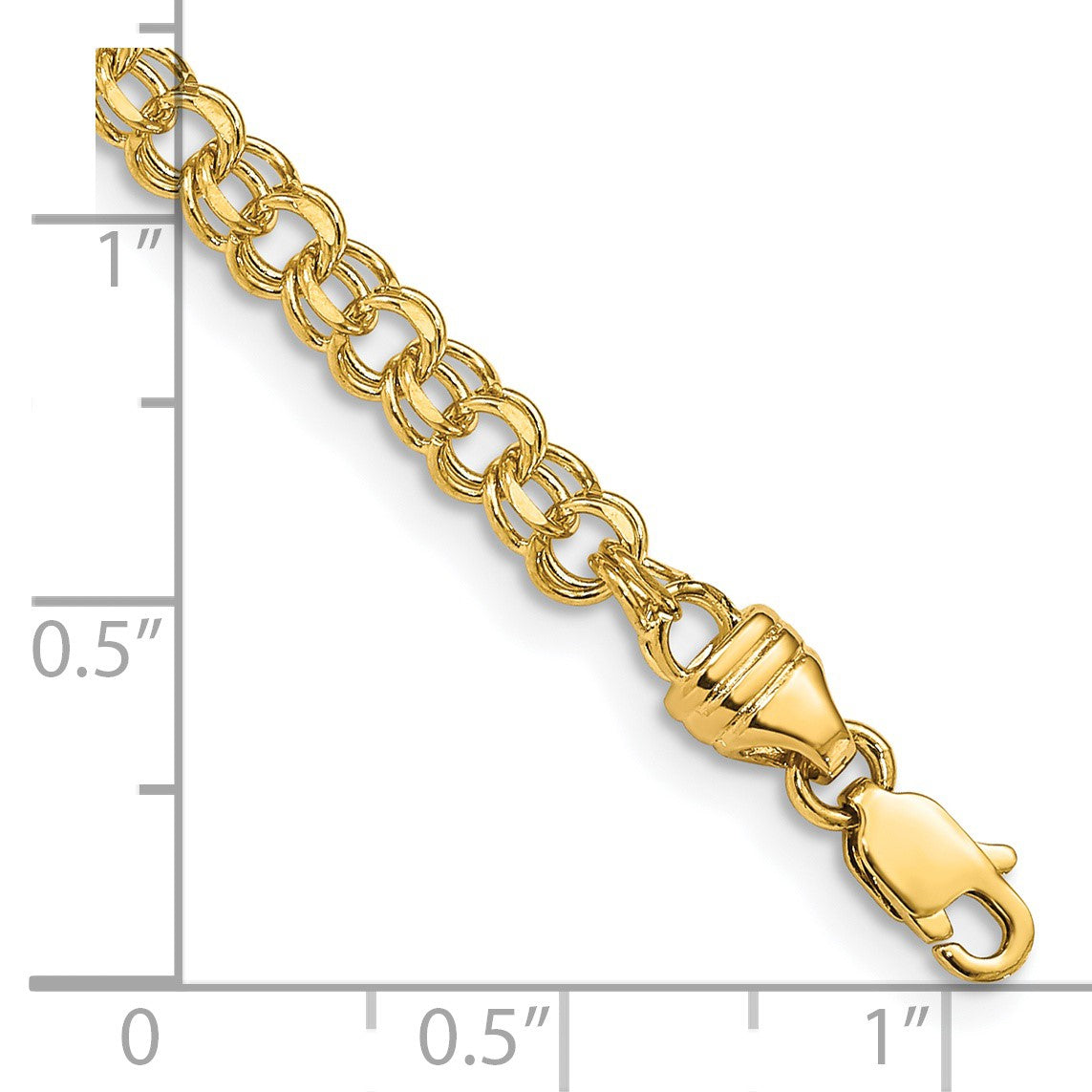 14k 3.75mm Diamond-cut Solid Heavy Double Link 7 inch Charm Bracelet