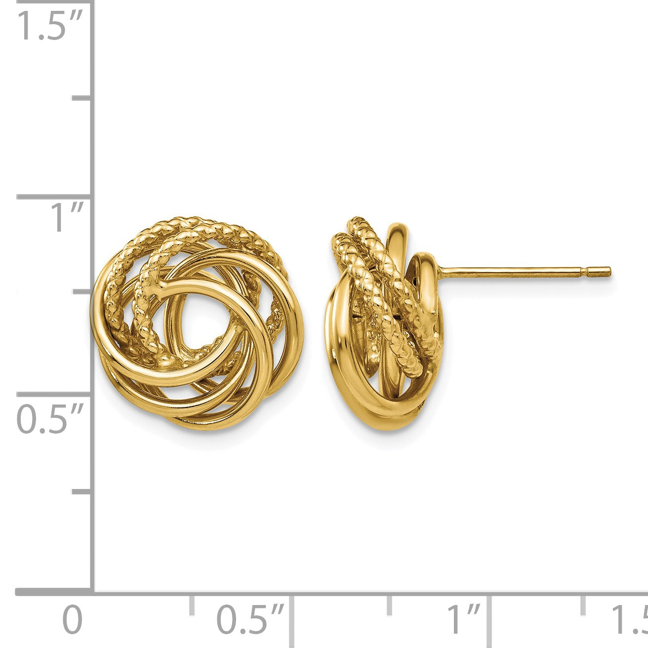 14k 13mm Polished Love Knot Post Earrings